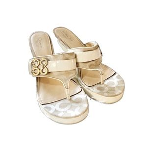 COACH 🤍 White Monogram Wedge Sandals 🤍